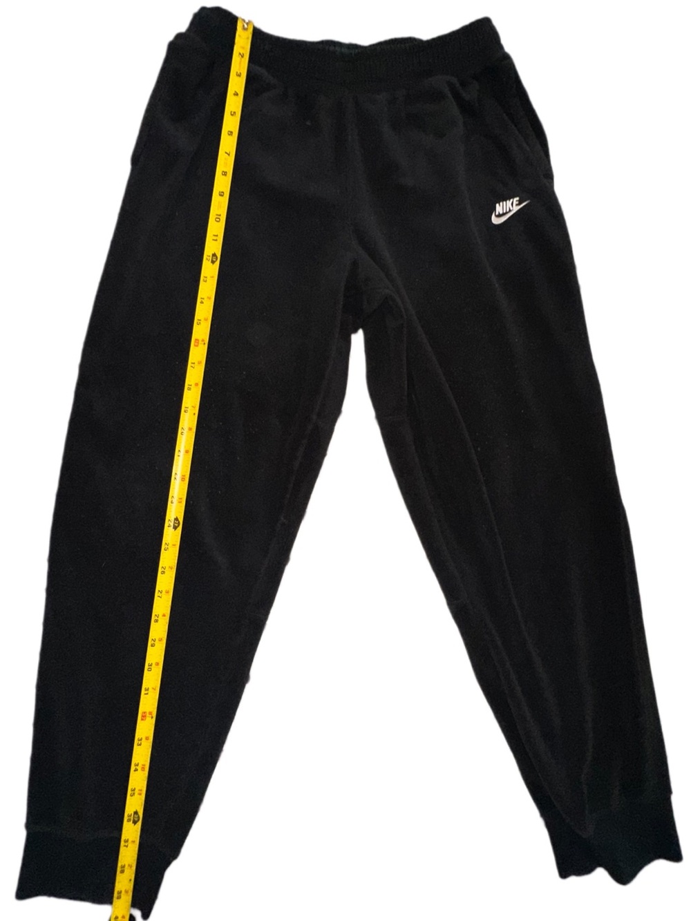 Nike Black Fleece Jogger Sweatpants Elastic Waist Drawstring Mens Large L Logo
